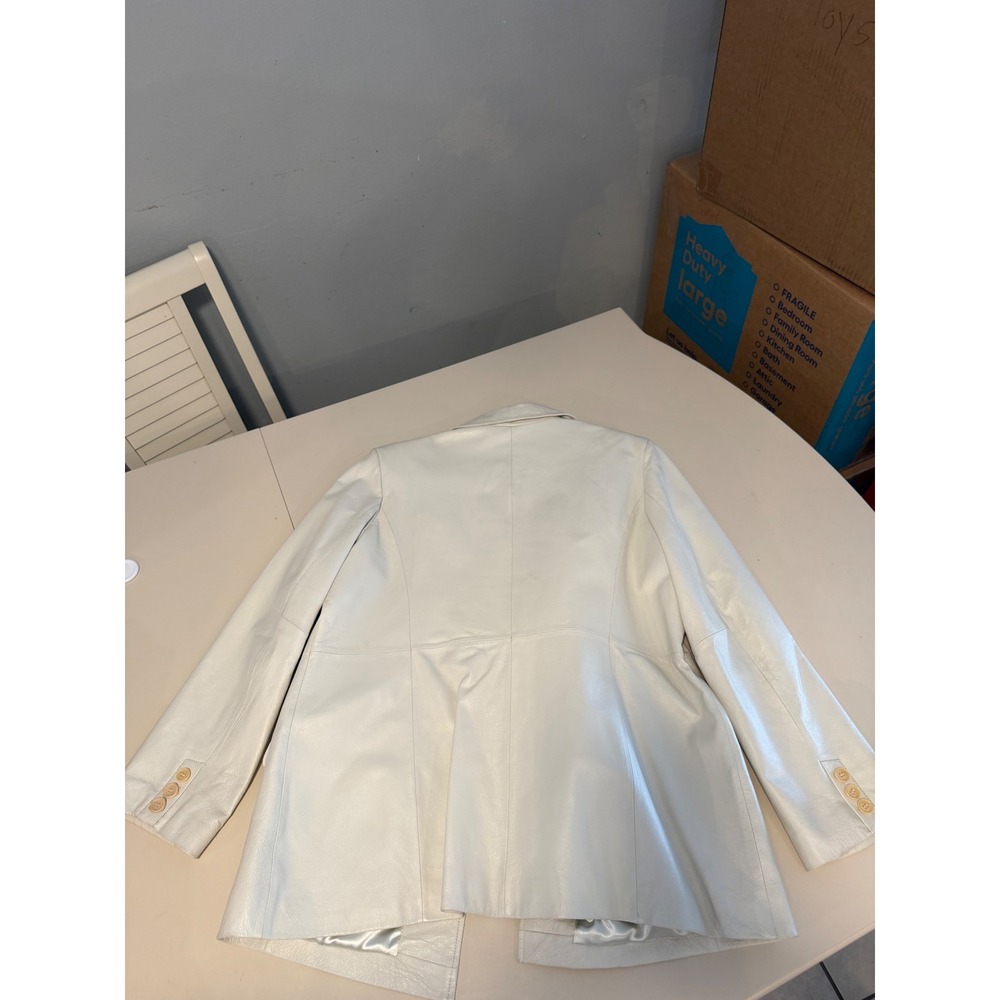Terry Lewis Classic Luxuries Cream Leather Blazer Jacket Womens 1X Off White - Picture 11 of 16
